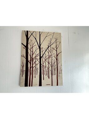 1970's Vintage MARUSHKA Trees Screen Print On Wood Frame 18”x24”
